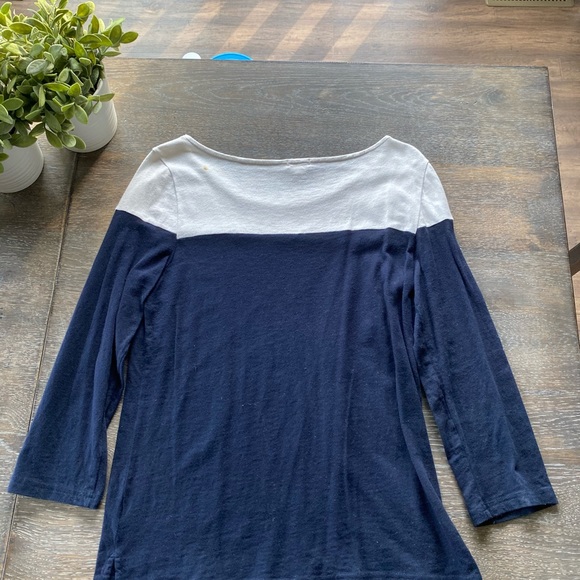 2/$30 J. Crew navy and white color block t shirt medium - Picture 4 of 4